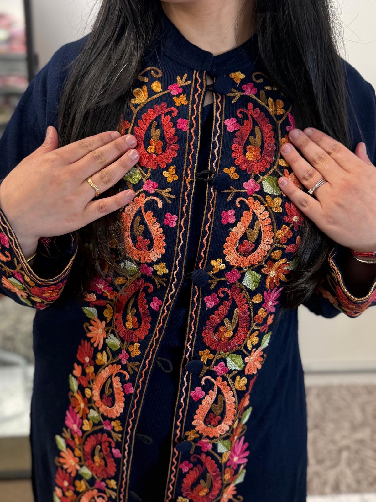 Kashmiri Jacket Style Coord (Navy)